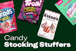 candy on a green background