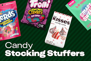 candy on a green background