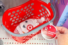 target toy shopping basket playset on store shelf