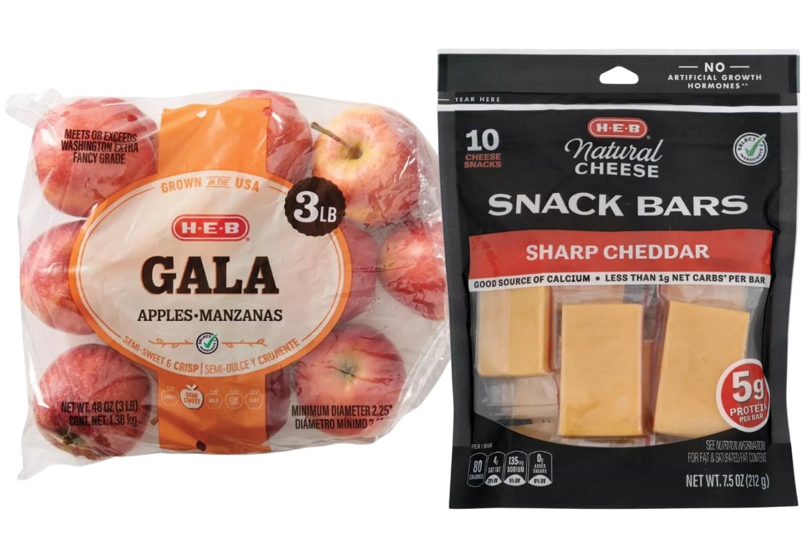 1 Apples + 1 H-E-B Cheese Items