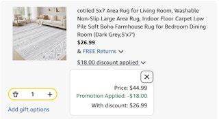 area rug Amazon Receipt