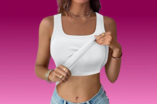woman wearing white tank top