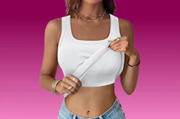 woman wearing white tank top