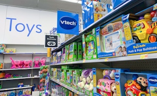 area shot of vtech toys aisle in the walmart toy section