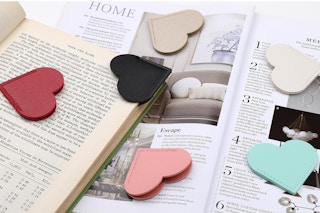leather bookmarks on a magazine