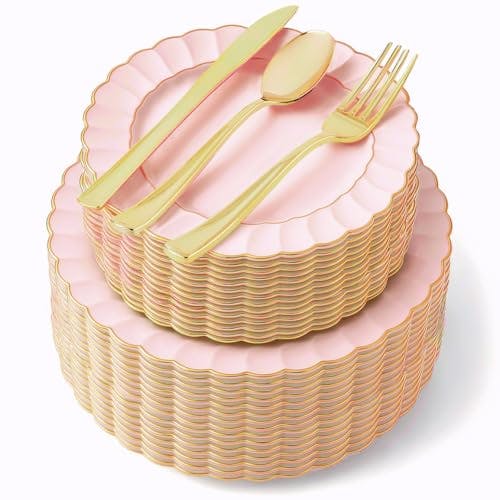 Scalloped Plastic Dinnerware Set