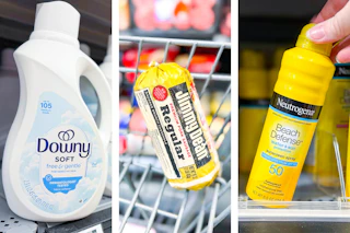 Downy Soft fabric softener, Jimmy Dean sausage, Neutrogena Beach Defense