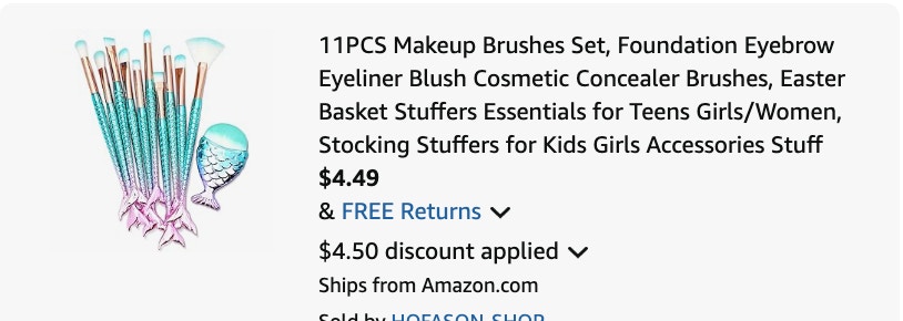 brush set Amazon receipt