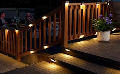 deck light on a deck's railing 