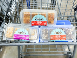Ethel's dessert bars in a Walmart cart