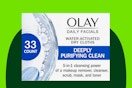 Olay Daily Facials, Deeply Purifying Clean, 5-in-1 Cleansing Wipes with Power of a Makeup Remover, Scrub, Toner, Mask and Cleanser, 33 Count