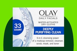 Olay Daily Facials, Deeply Purifying Clean, 5-in-1 Cleansing Wipes with Power of a Makeup Remover, Scrub, Toner, Mask and Cleanser, 33 Count