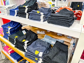 cat & jack kids' leggings sitting on a target shelf