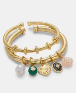 Multi-Beaded Charm Bangle Bracelet