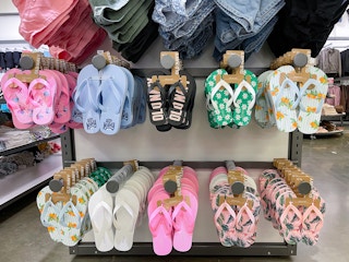 $3 flip flops on hangers in store at old navy