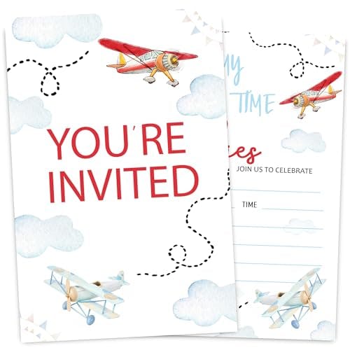 Airplane Birthday Invitation Cards