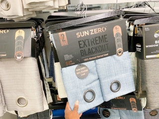 blackout curtains on shelves