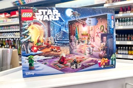 lego star wars advent calendar on a shelf
