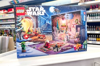 lego star wars advent calendar on a shelf