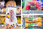 collage image of wonder bread, strawberries, and smithfield pork