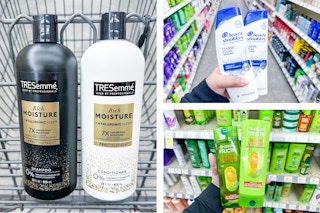 collage image of tresemme, garnier, and head & shoulders shampoo