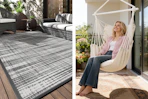 patio rug and hammock swing