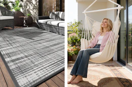 patio rug and hammock swing