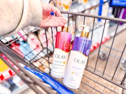 Olay body lotions in Walmart shopping cart