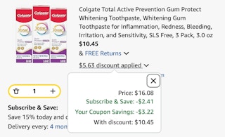 Colgate toothpaste Amazon receipt