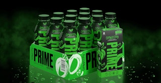a pack of glowberry Prime hydration drinks on a dark glowing background