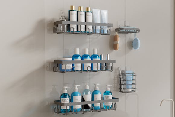 5-Piece Adhesive Shower Caddy Set, Just $10 on Amazon
