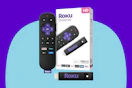 roku streaming device on a blue and purple background