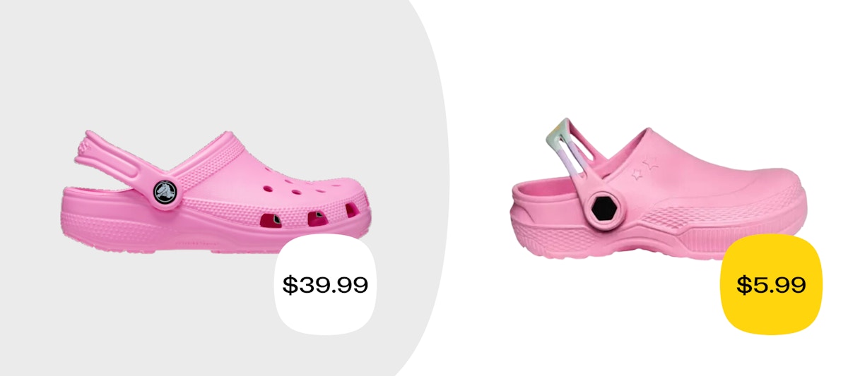 croc vs aldi dupe graphic