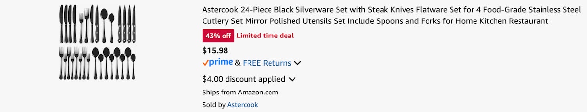Amazon astercook Silverware and Steak Knife 24-Piece Set 2025