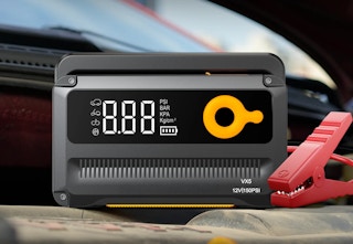 black jump starter on a vehicle