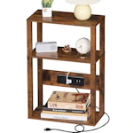 3-Tier Narrow Nightstand w/ Charging Station