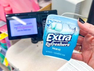 hand holding extra refreshers gum walgreens