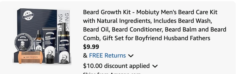 beard growth kit Amazon receipt