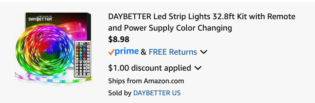 LED strip Lights Amazon Receipt