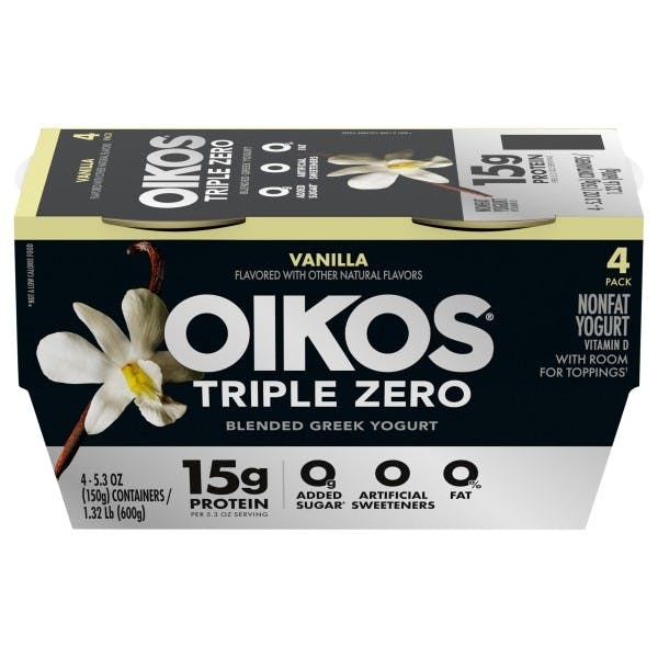 2 Oikos Triple Zero Greek Yogurts