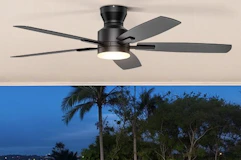 a ceiling fan in a patio