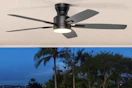a ceiling fan in a patio