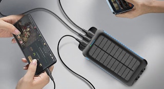 a power bank charging a phone