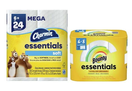 1 Charmin Essentials + 1 Bounty Essentials