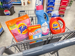 tide downy bounce products in walgreens cart