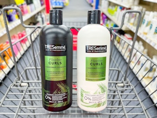 two bottles of Tresemme Flawless Curls shampoo and conditioner in shopping cart