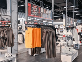 A section of clothing in an Under Armour store