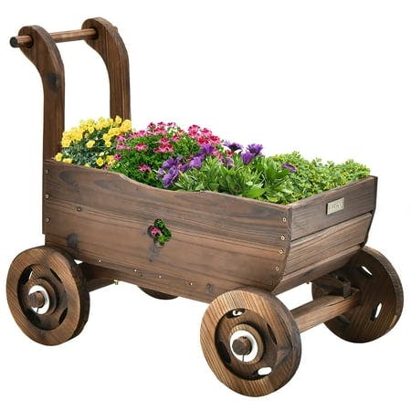 Costway Wooden Wagon Planter