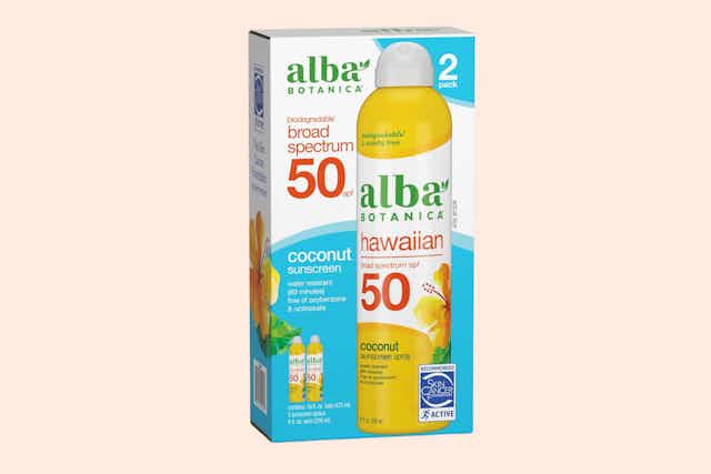 Alba Botanica Coconut Sunscreen Spray 2-Pack, $10.45 on Amazon (56% Off) card image