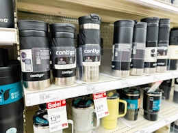 contigo travel mugs sitting on a target shelf